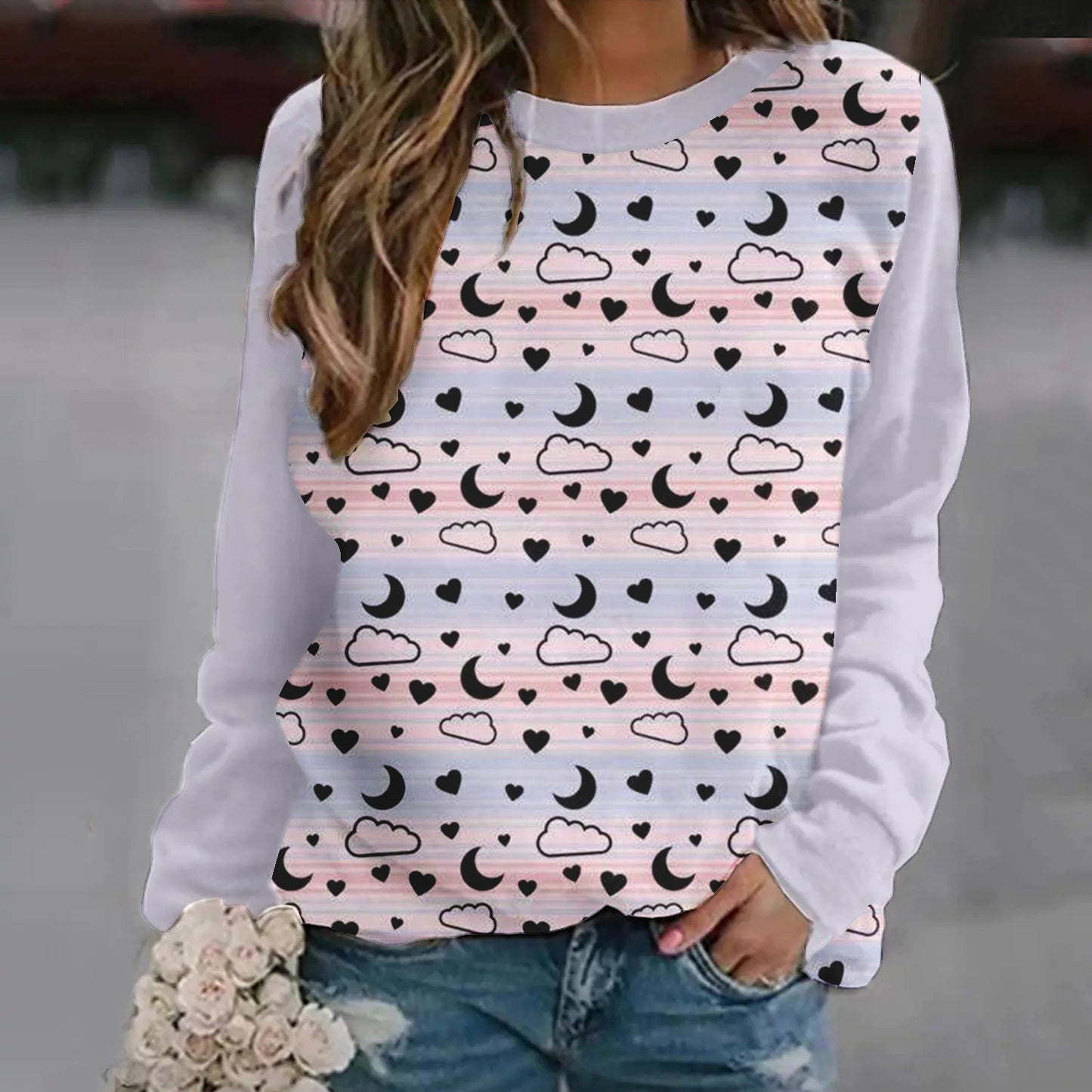 DiSandro Clothing: Women’s Halloween Print Loose Fit Sweatshirt