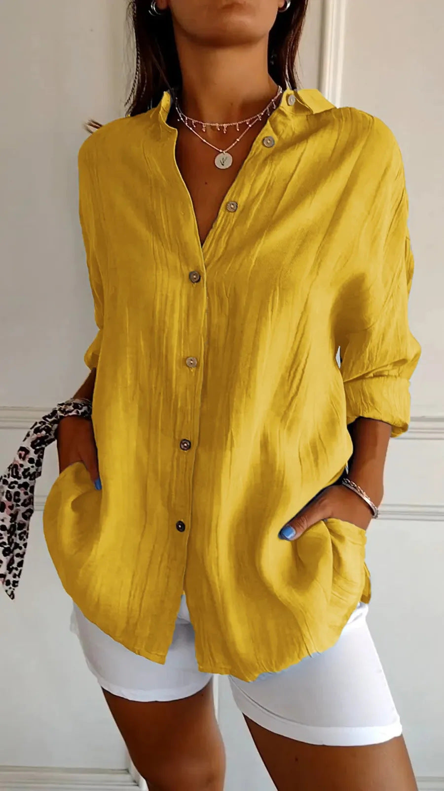 DiSandro Clothing: Women's Button-Up Pleated Shirt