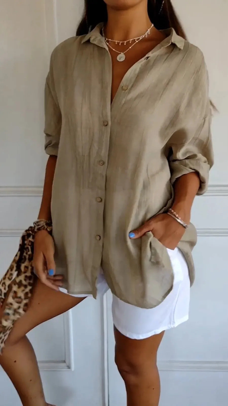 DiSandro Clothing: Women's Button-Up Pleated Shirt
