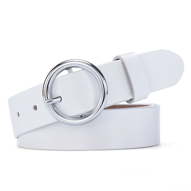 DiSandro Clothing: Women's Genuine Leather Belt With Round Buckle