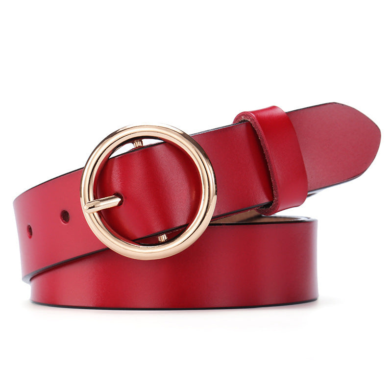 DiSandro Clothing: Women's Genuine Leather Belt With Round Buckle