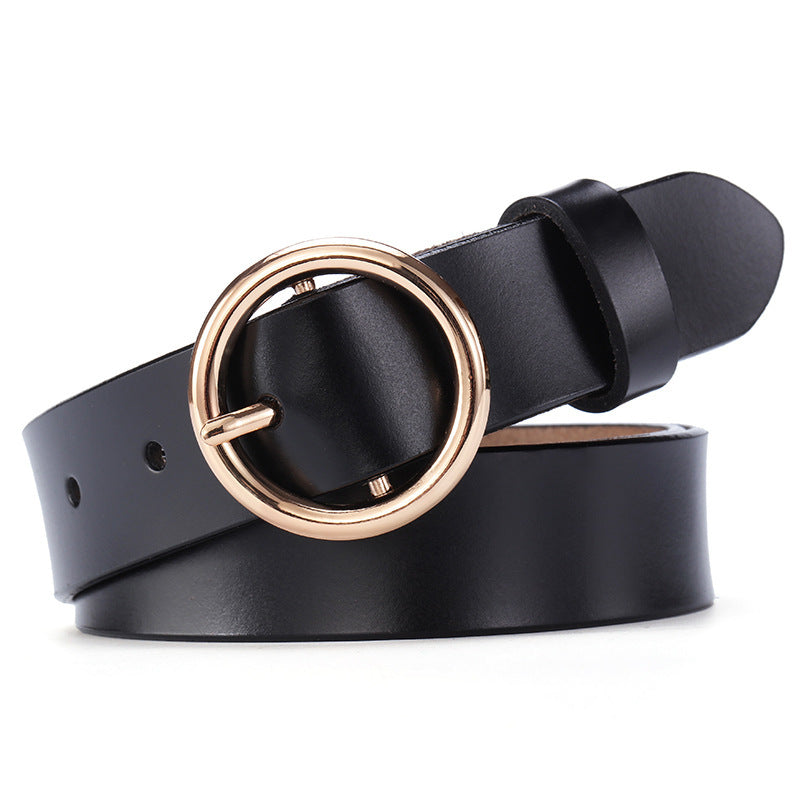 DiSandro Clothing: Women's Genuine Leather Belt With Round Buckle