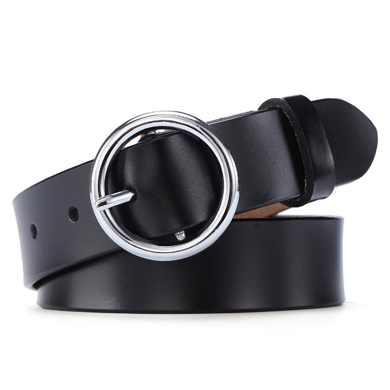 DiSandro Clothing: Women's Genuine Leather Belt With Round Buckle