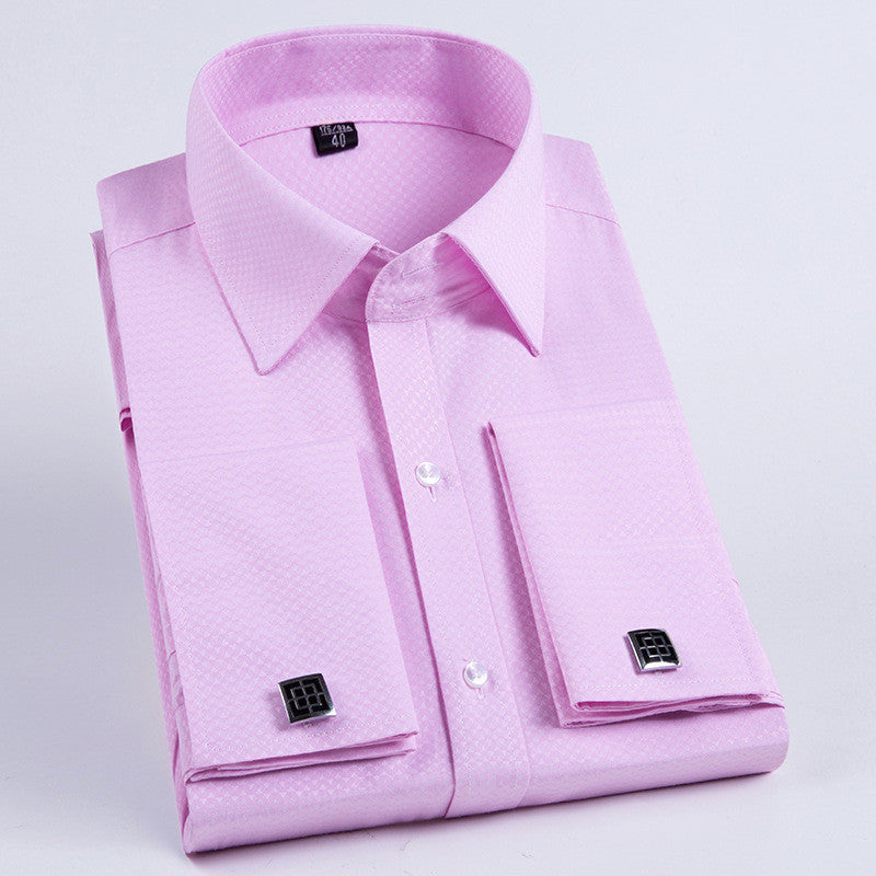 DiSandro Clothing: Slim Fit French Cuff Polyester Fiber Dress Shirts (Check Size)