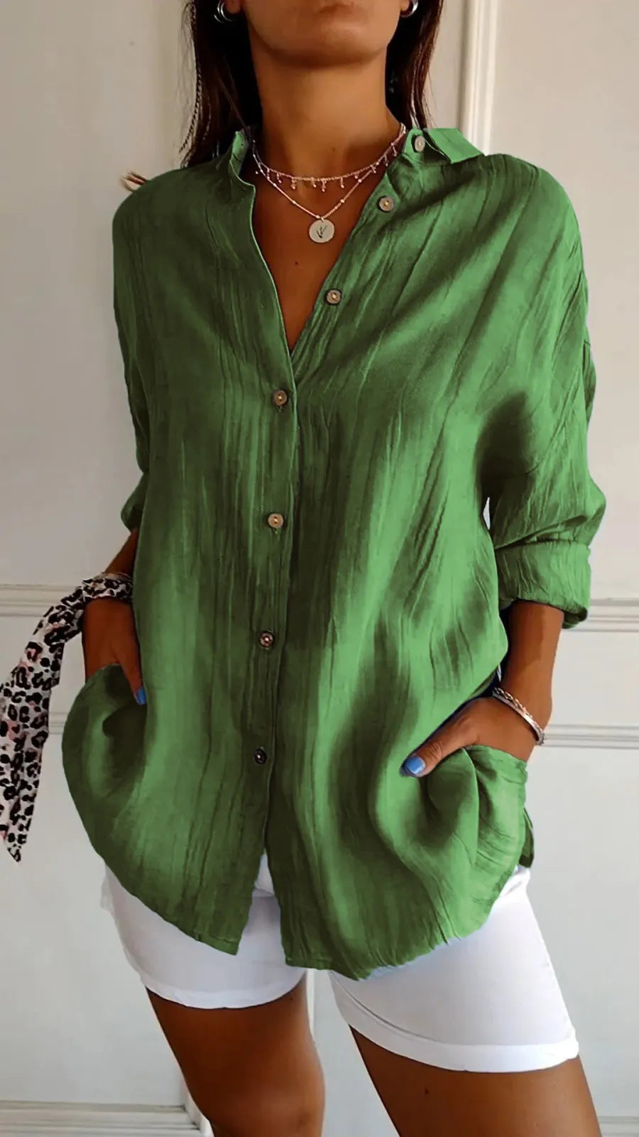 DiSandro Clothing: Women's Button-Up Pleated Shirt