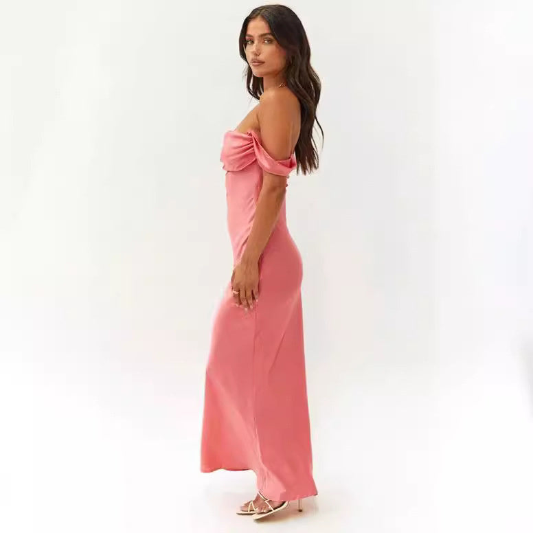 The Seraphina – Off-Shoulder Satin Evening Dress