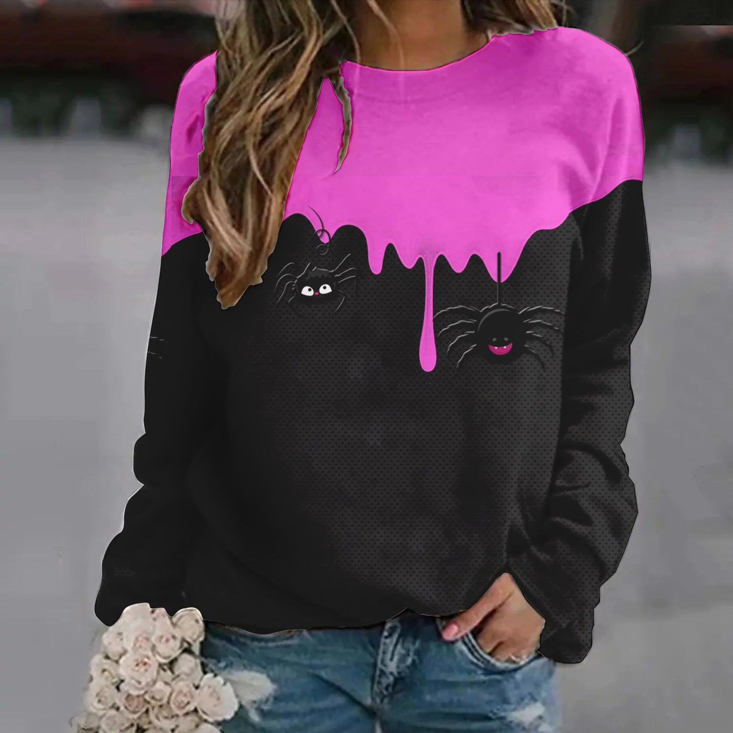 DiSandro Clothing: Women’s Halloween Print Loose Fit Sweatshirt