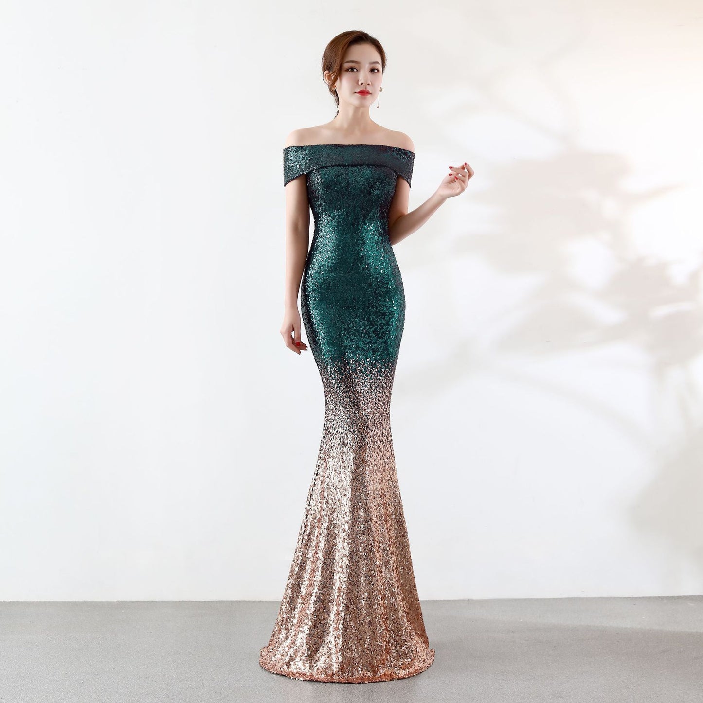 The Aurora Series #1 - Sequined off-the Shoulder Mermaid Evening Gowns