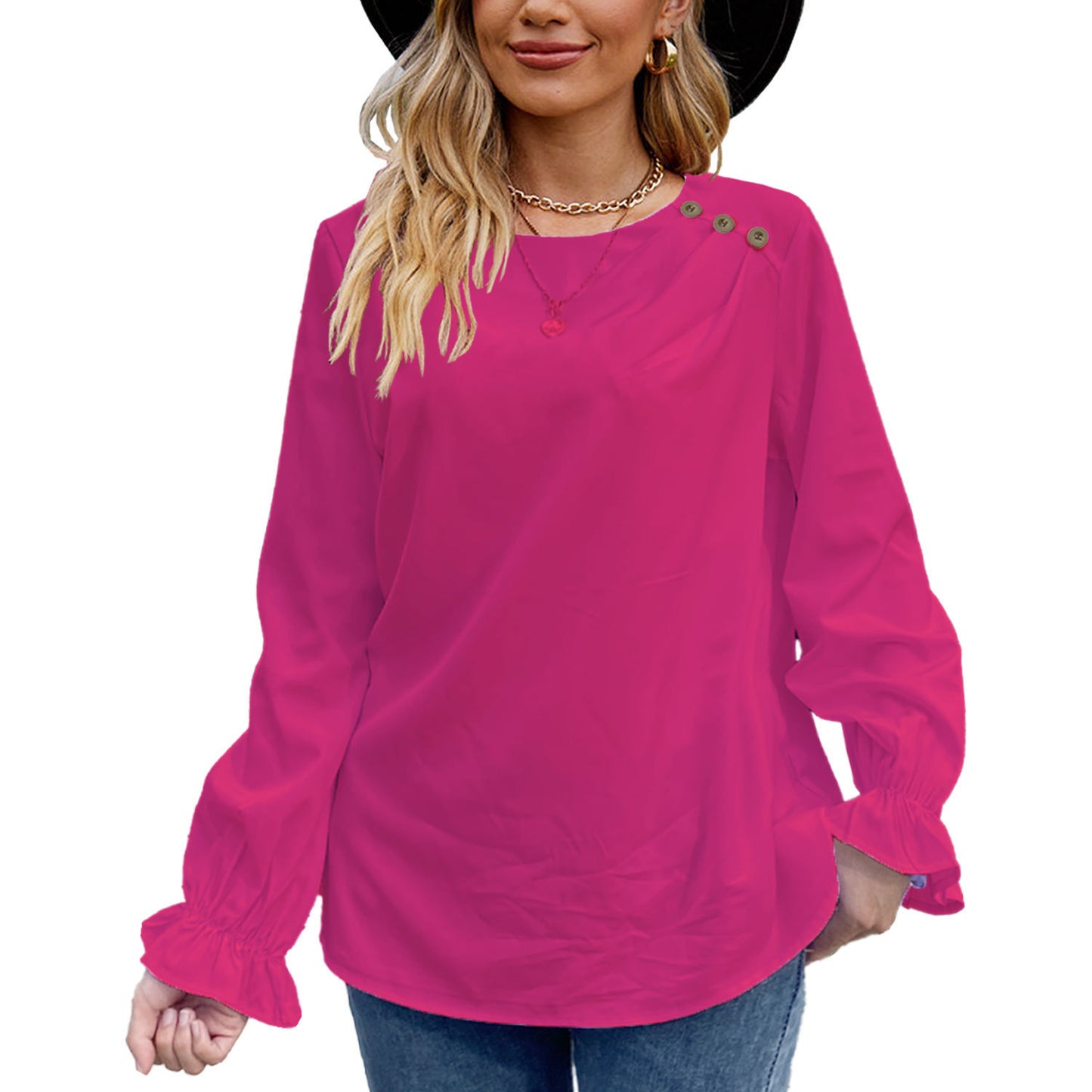 DiSandro Clothing: Women’s Long Sleeve Top with Ruffled Cuffs
