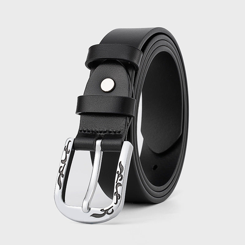 DiSandro Clothing: Women's Genuine Leather Belt with D-Shaped Alloy Buckle