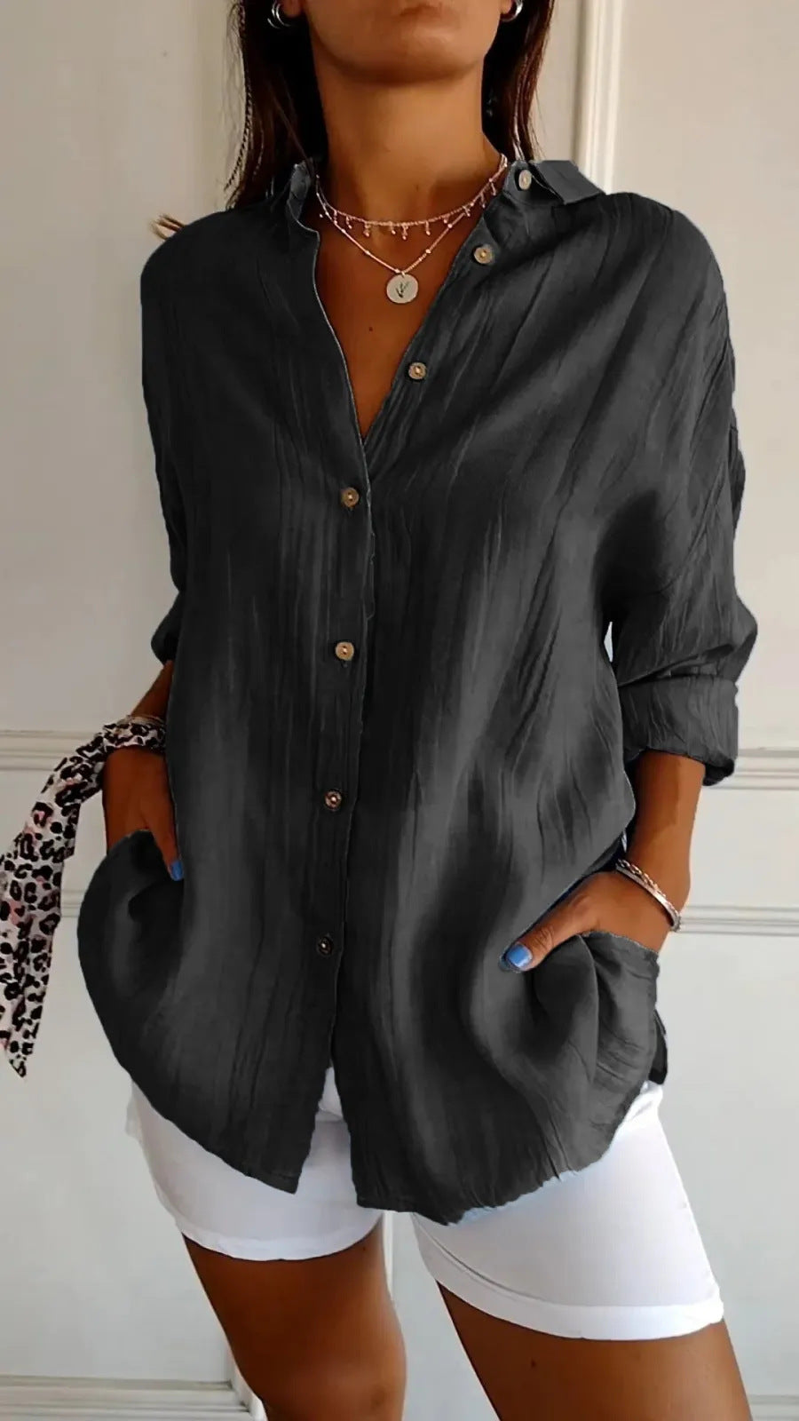 DiSandro Clothing: Women's Button-Up Pleated Shirt