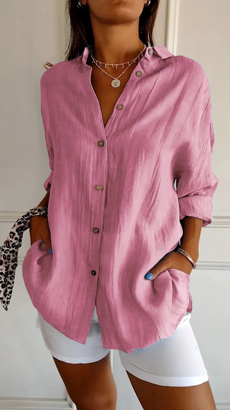 DiSandro Clothing: Women's Button-Up Pleated Shirt