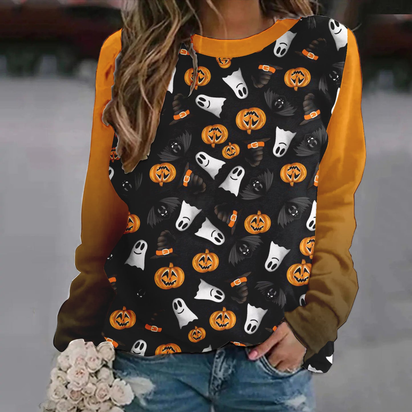 DiSandro Clothing: Women’s Halloween Print Loose Fit Sweatshirt