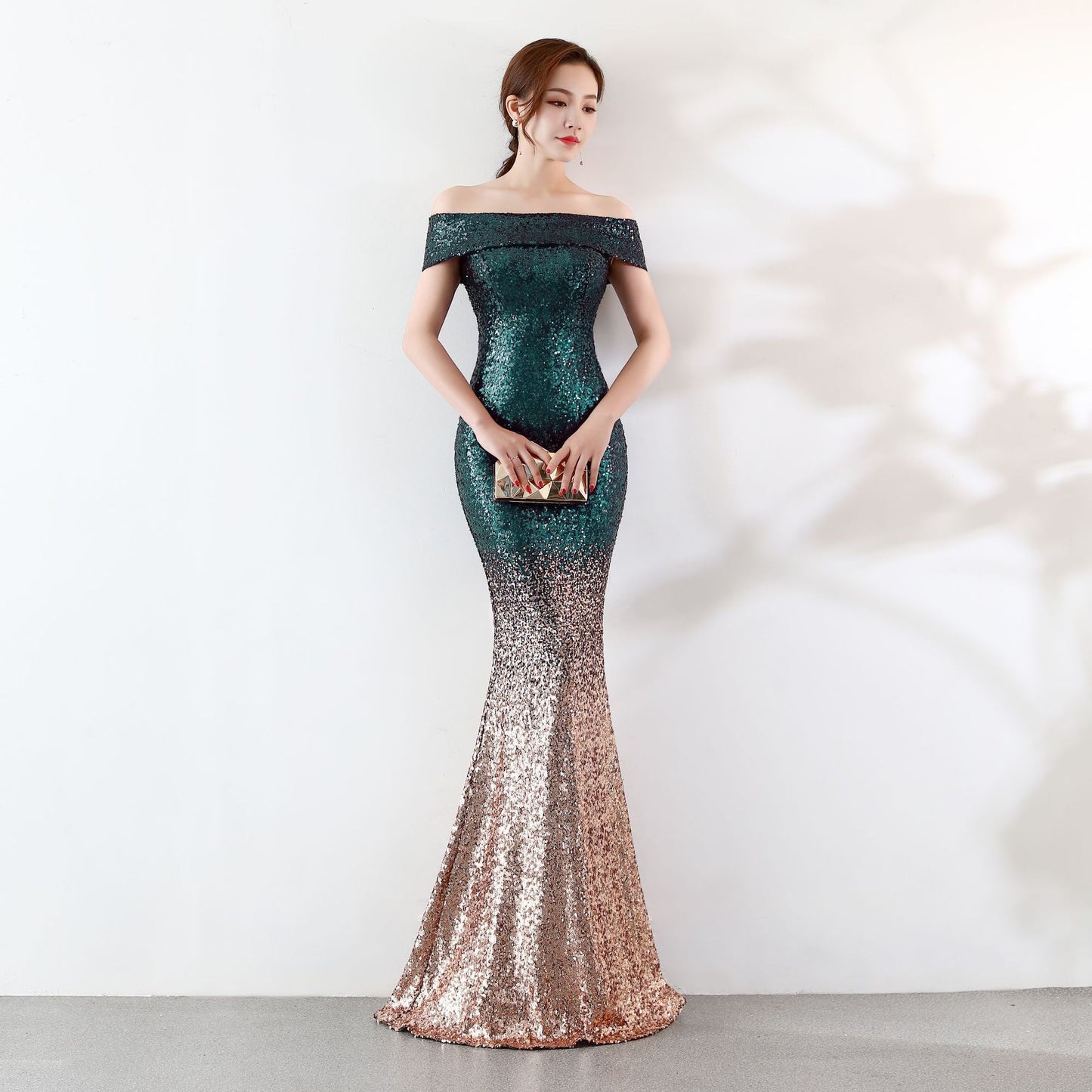 The Aurora Series #1 - Sequined off-the Shoulder Mermaid Evening Gowns
