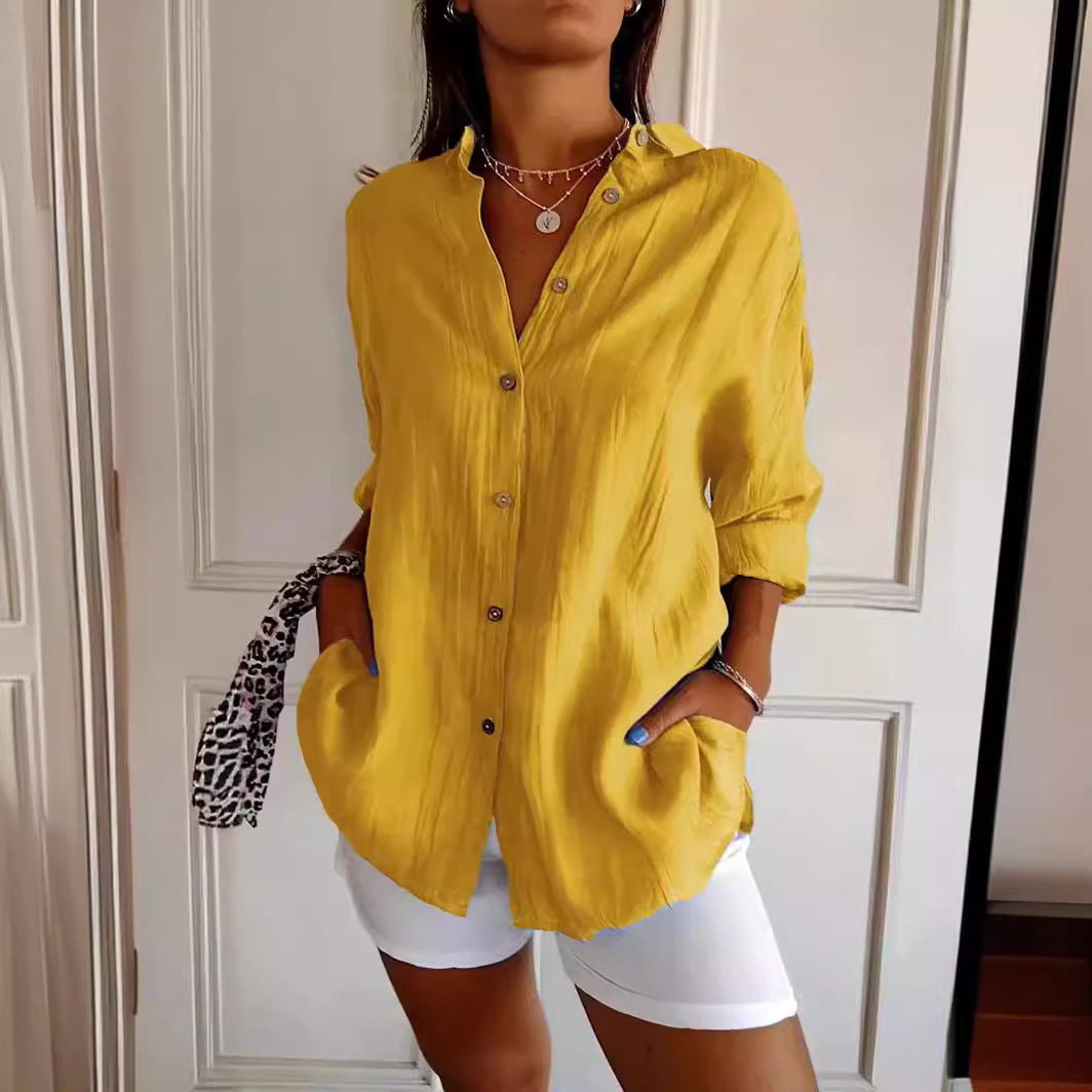 DiSandro Clothing: Women's Button-Up Pleated Shirt