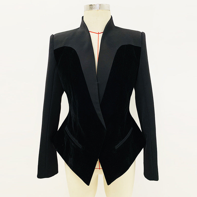 DiSandro Clothing: Women's Elegant Black Velvet Slim Fit Blazer