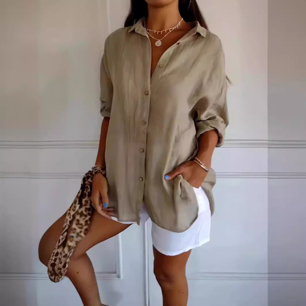 DiSandro Clothing: Women's Button-Up Pleated Shirt