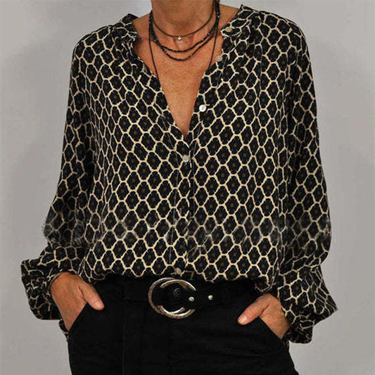 DiSandro Clothing: Women’s Lozenge Print Long Sleeve Top