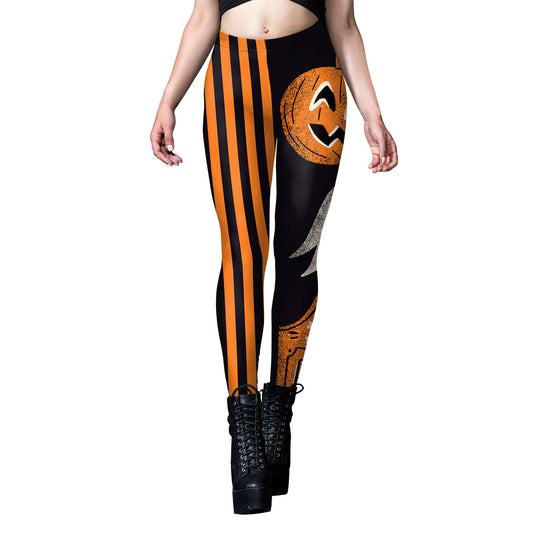 DiSandro Clothing: Women’s Halloween Pumpkin Head Digital Print Leggings