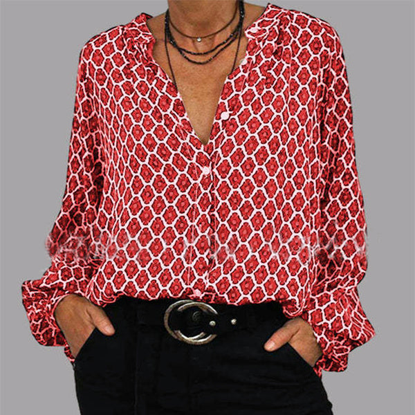 DiSandro Clothing: Women’s Lozenge Print Long Sleeve Top
