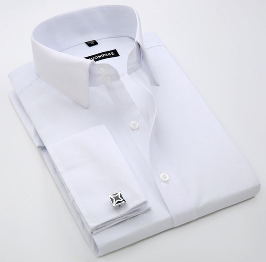 DiSandro Clothing: Slim Fit French Cuff Polyester Fiber Dress Shirts (Check Size)