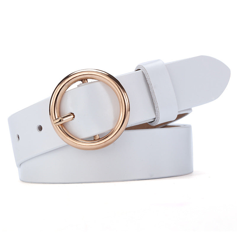 DiSandro Clothing: Women's Genuine Leather Belt With Round Buckle