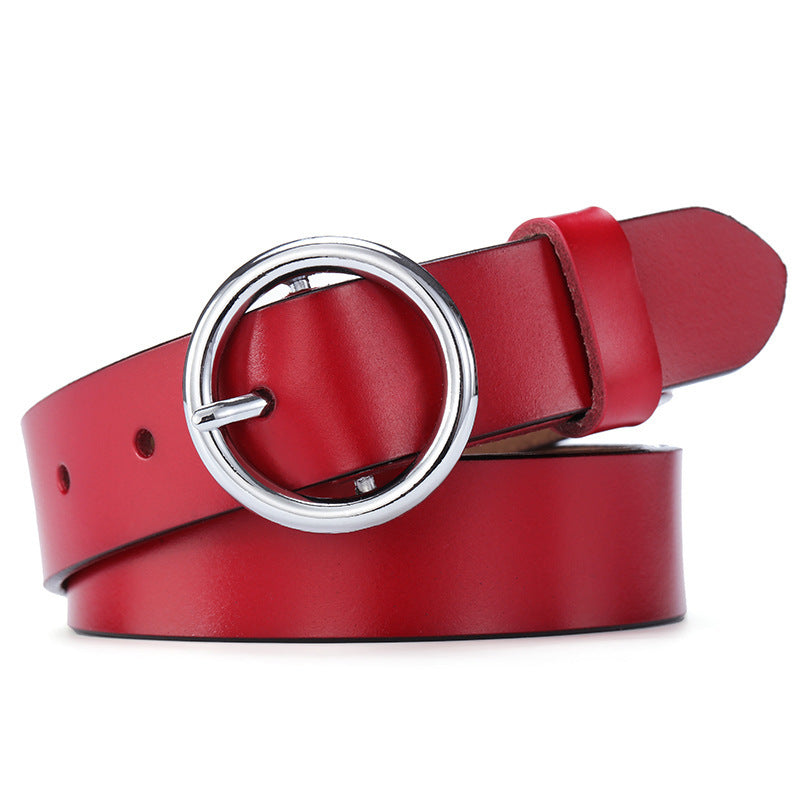 DiSandro Clothing: Women's Genuine Leather Belt With Round Buckle