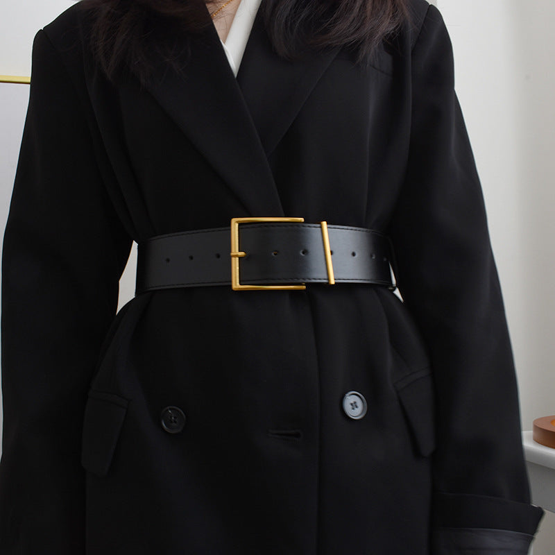 DiSandro Clothing: Thick Faux Leather Belt for Women, 5CM Width, 100CM Length
