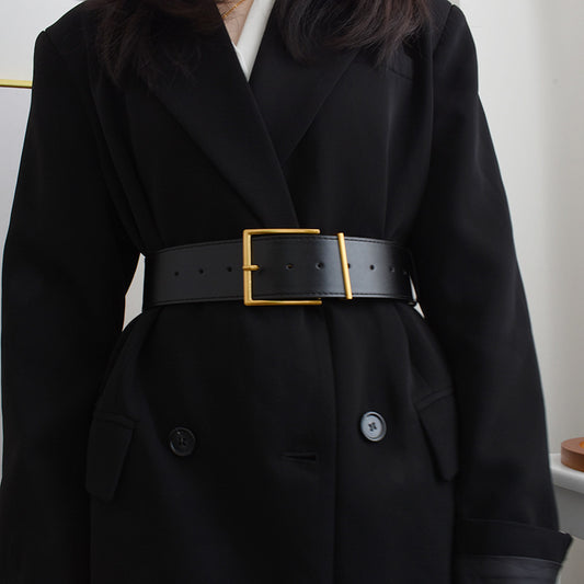 DiSandro Clothing: Thick Faux Leather Belt for Women, 5CM Width, 100CM Length