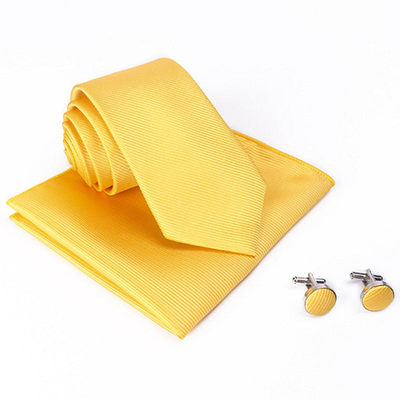 Three Piece Set (Pocket Square, Tie And Cufflinks)