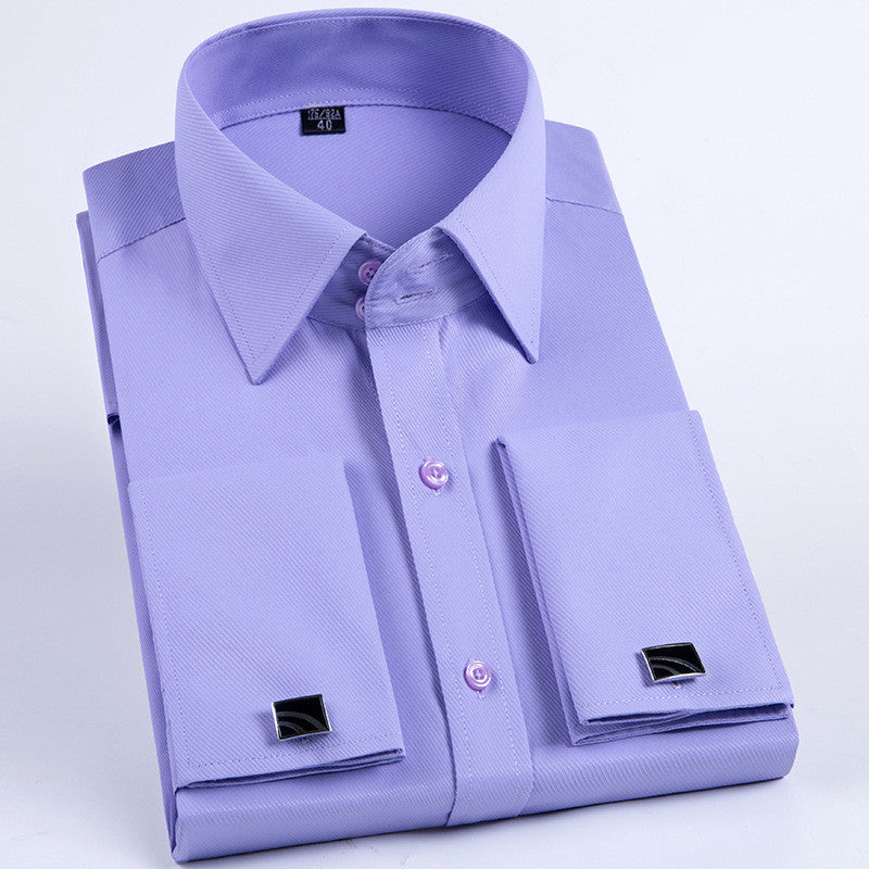 DiSandro Clothing: Slim Fit French Cuff Polyester Fiber Dress Shirts (Check Size)