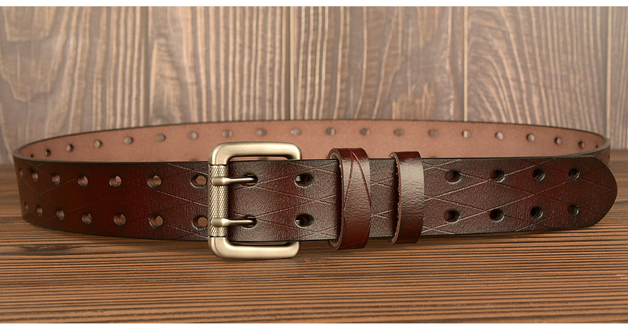DiSandro Clothing Men's Hollow Geometric Genuine Leather Belt