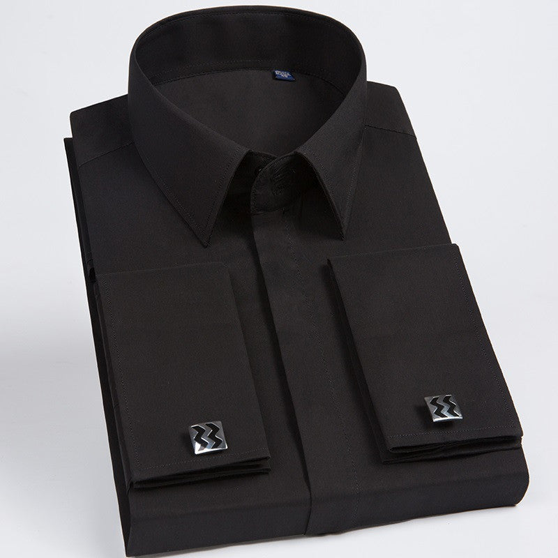 DiSandro Clothing: Slim Fit French Cuff Polyester Fiber Dress Shirts (Check Size)