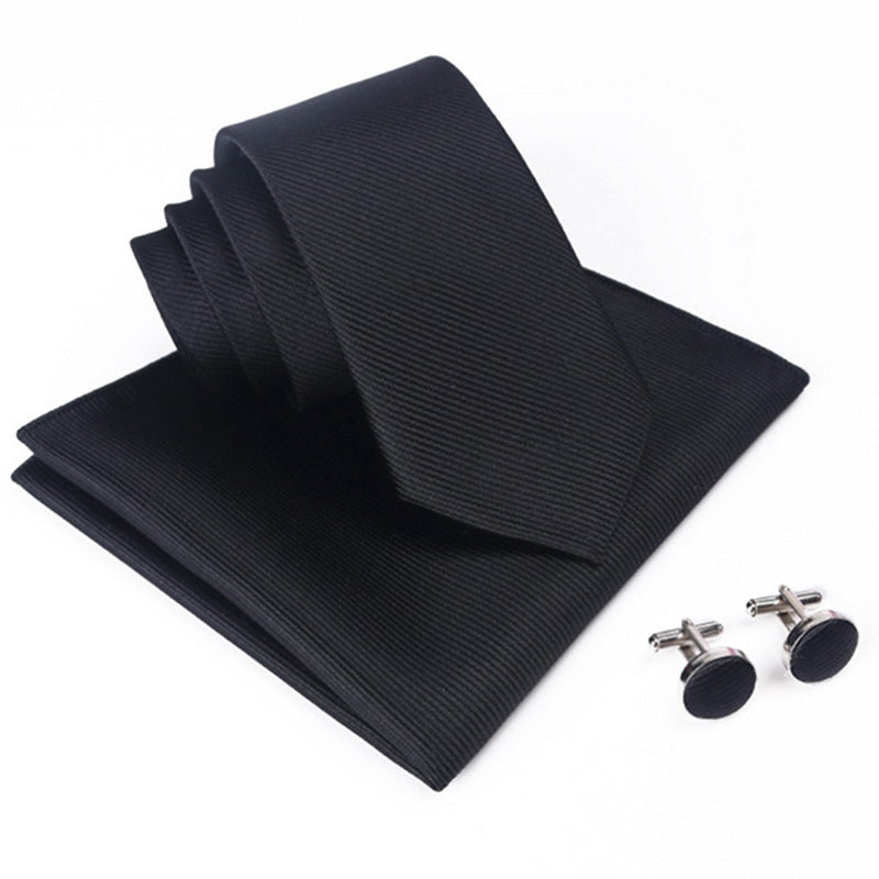 Three Piece Set (Pocket Square, Tie And Cufflinks)
