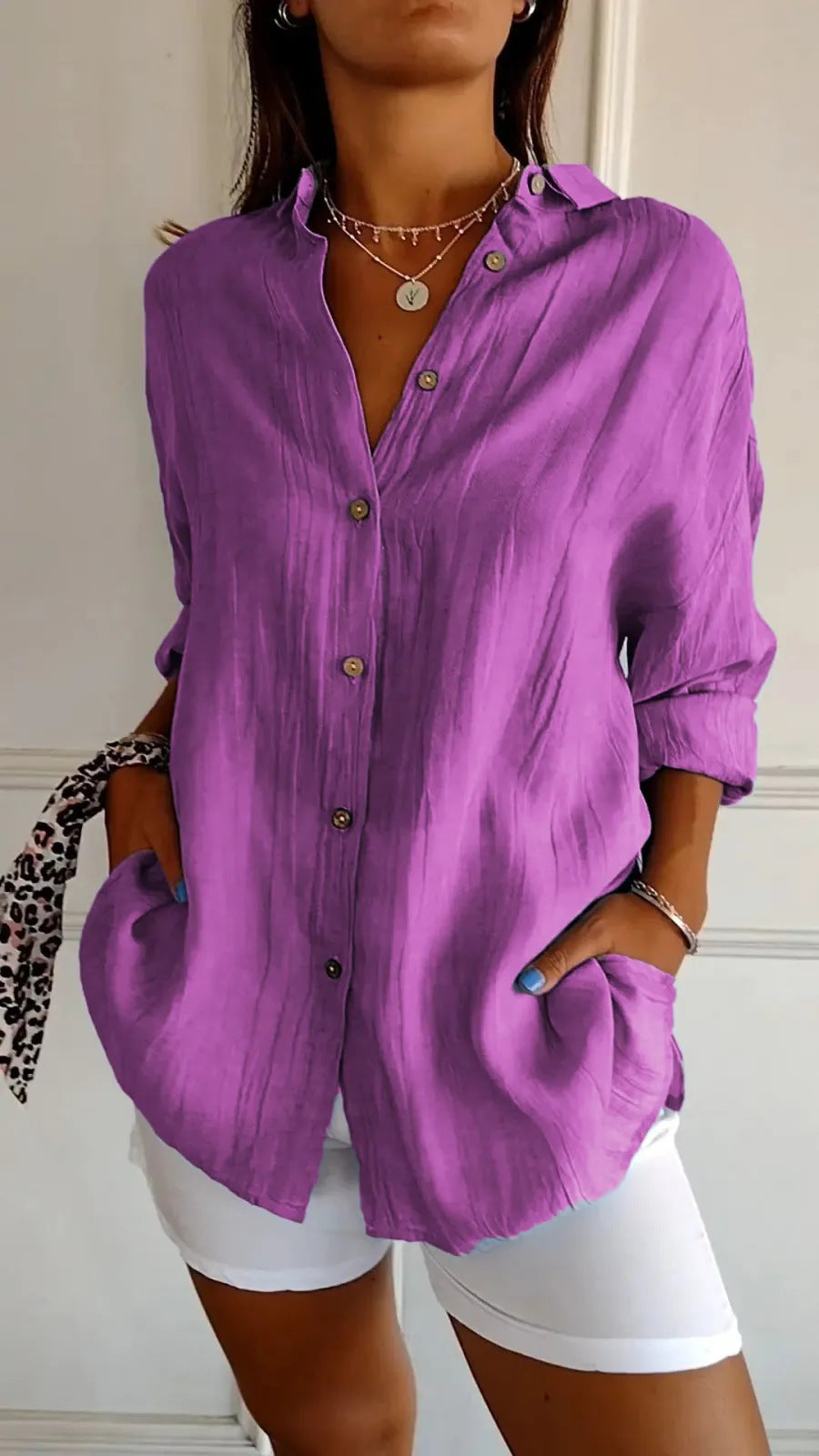 DiSandro Clothing: Women's Button-Up Pleated Shirt
