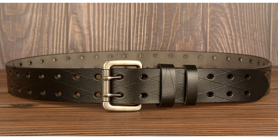 DiSandro Clothing Men's Hollow Geometric Genuine Leather Belt