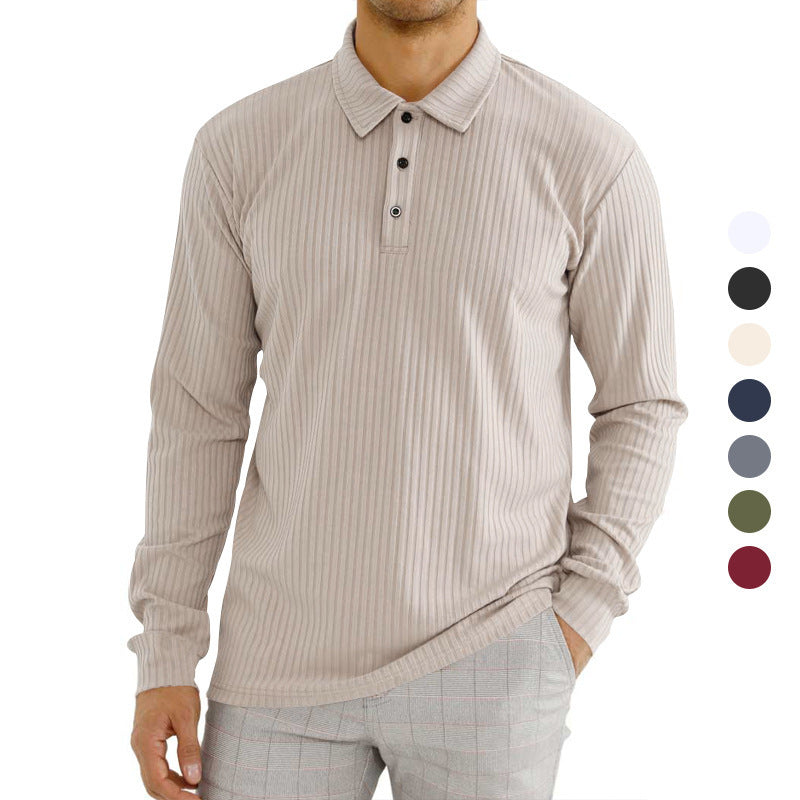 DiSandro Clothing: Men's Striped Textured Long Sleeve Polo