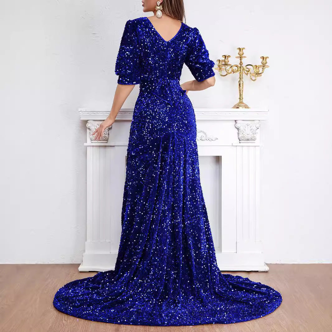 The Azure Siren - Sequined Mermaid Evening Gown
