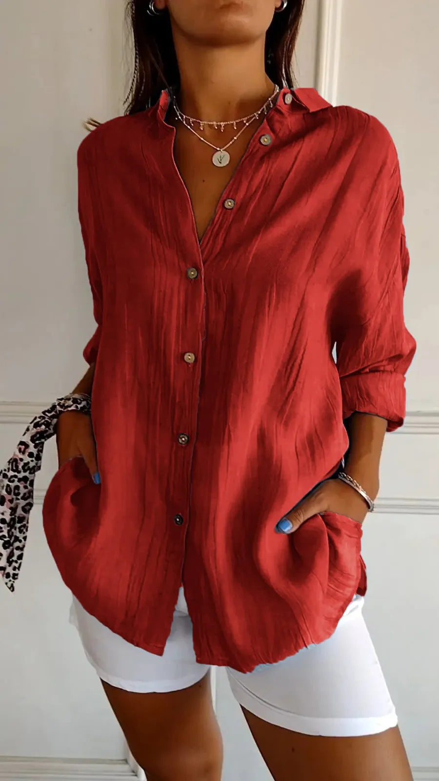 DiSandro Clothing: Women's Button-Up Pleated Shirt