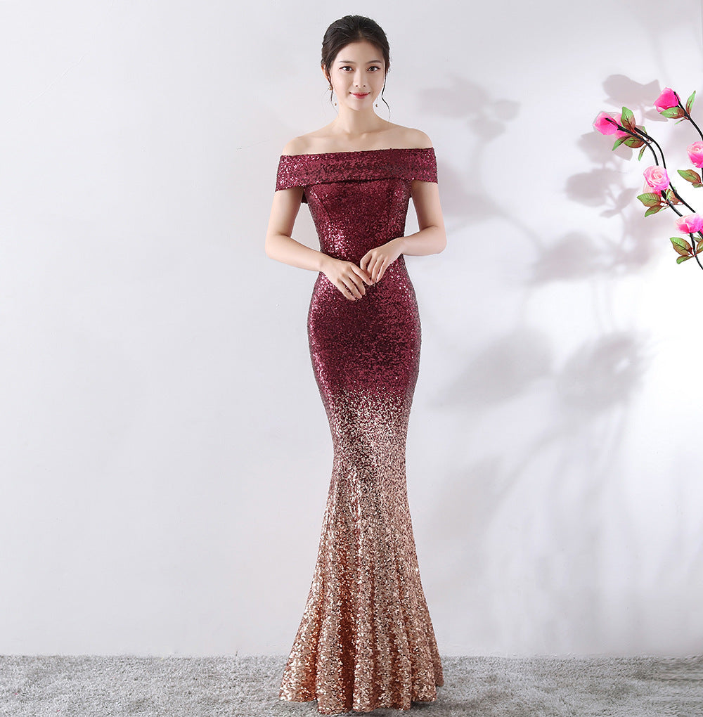 The Aurora Series #1 - Sequined off-the Shoulder Mermaid Evening Gowns