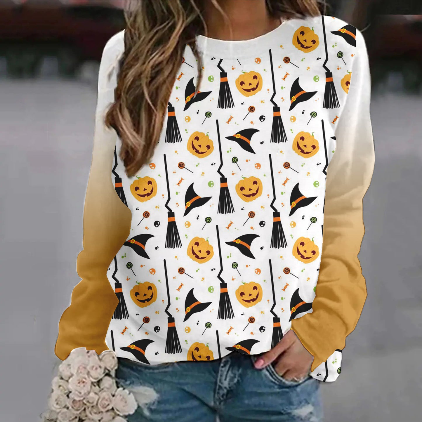 DiSandro Clothing: Women’s Halloween Print Loose Fit Sweatshirt