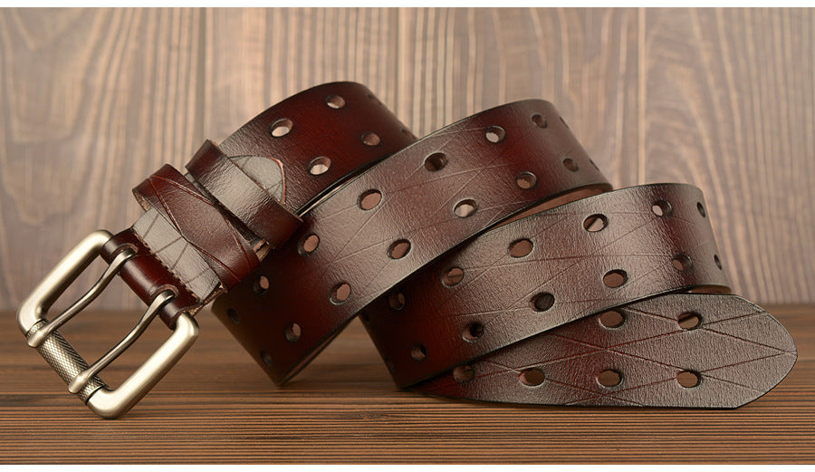 DiSandro Clothing Men's Hollow Geometric Genuine Leather Belt