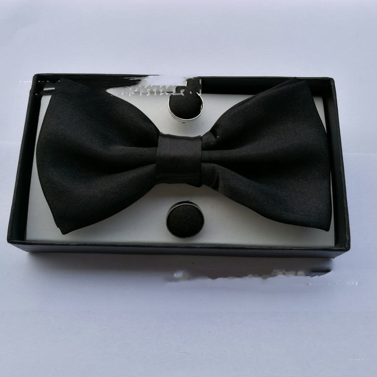 Pocket Square Cufflinks Set Men's Bow Gift Box