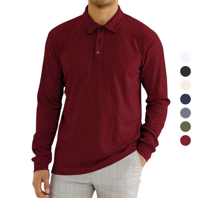 DiSandro Clothing: Men's Striped Textured Long Sleeve Polo