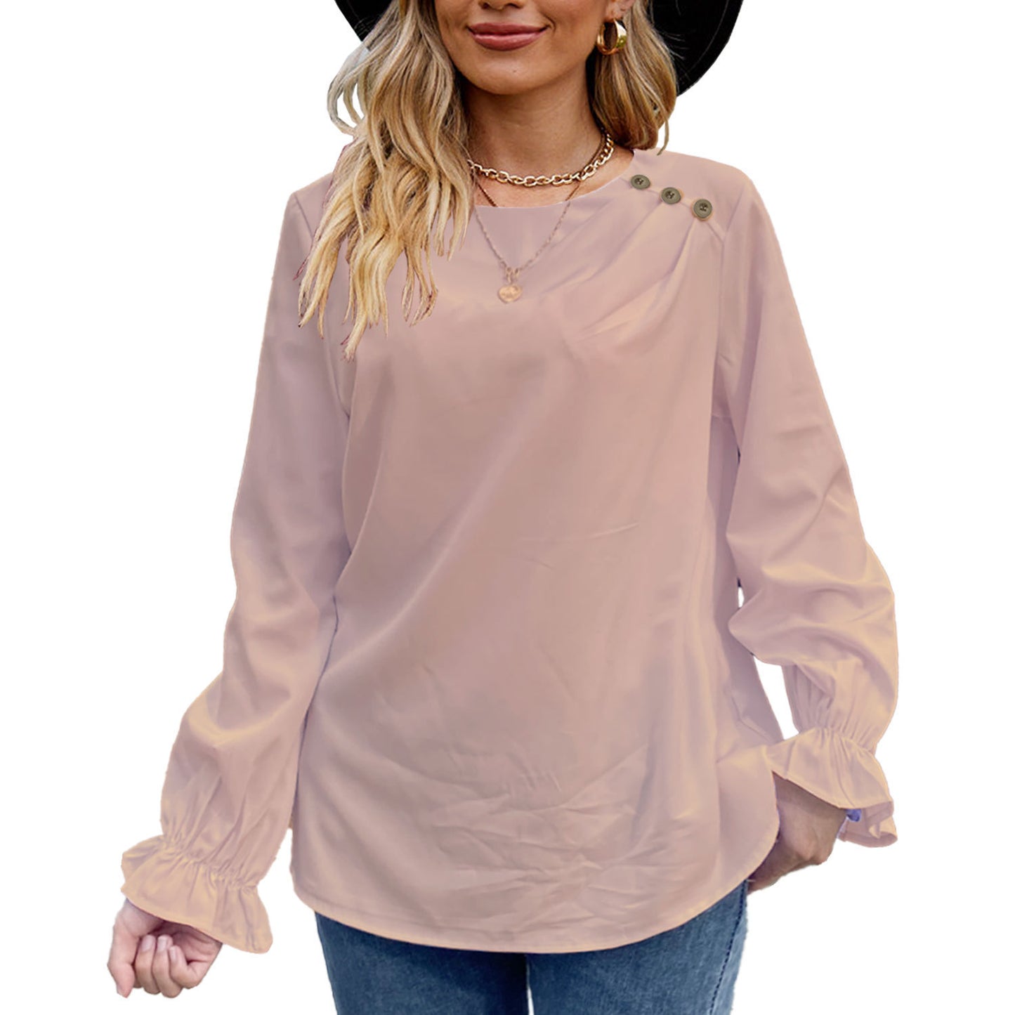 DiSandro Clothing: Women’s Long Sleeve Top with Ruffled Cuffs