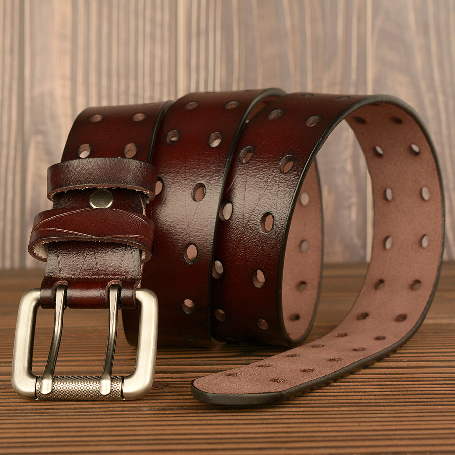 DiSandro Clothing Men's Hollow Geometric Genuine Leather Belt