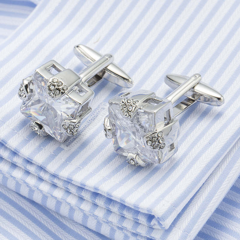 White Crystal Cufflinks
