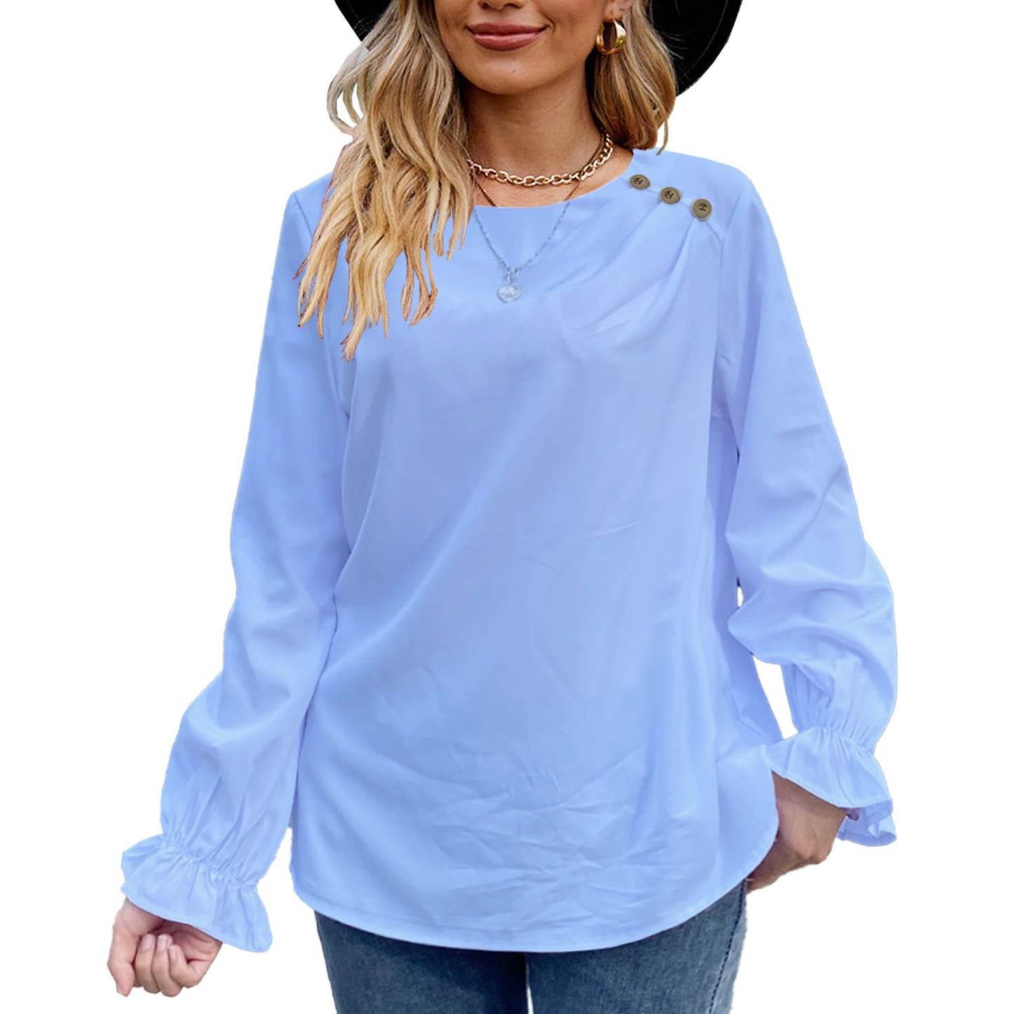 DiSandro Clothing: Women’s Long Sleeve Top with Ruffled Cuffs