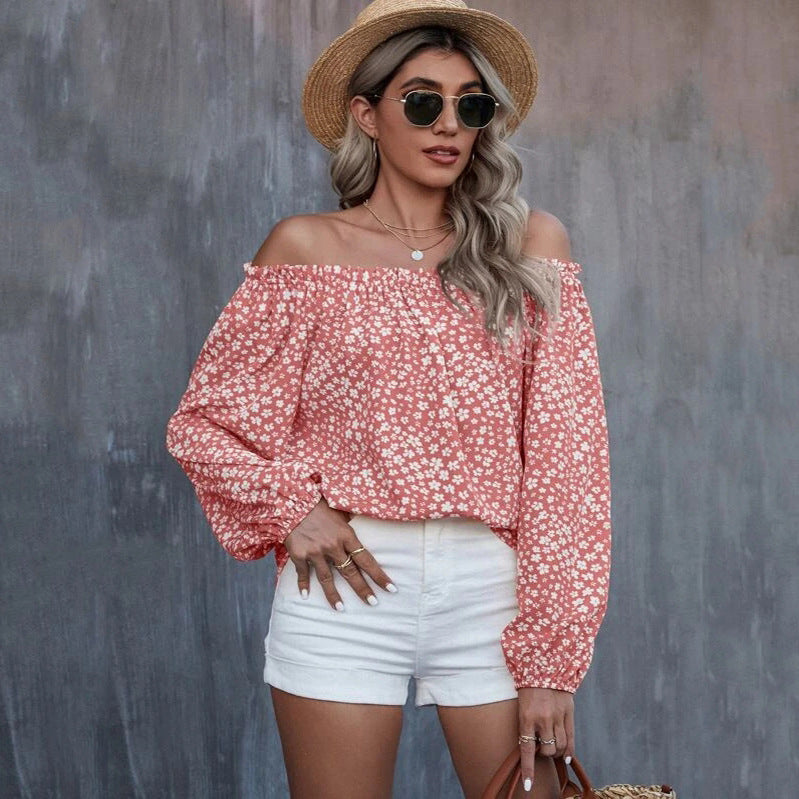DiSandro Clothing: Women's Off-Shoulder Floral Long Sleeve Top