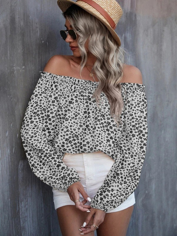 DiSandro Clothing: Women's Off-Shoulder Floral Long Sleeve Top